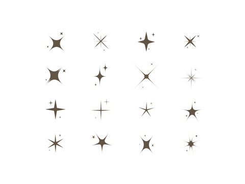 vector flat sparkling star collection 