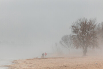 In the morning there is thick fog, due to which the city of Dnieper cannot be seen clearly. Heavy...