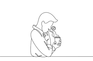 Anosmia. Man. Coffee. Don't smell. Disease. Problem