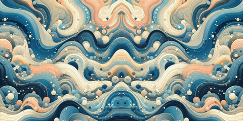 Wave Ocean Random pattern texture Oil Paint flow thick dynamic animated layered symmetry dynamic swirl curve background with 3D Effect imasto Art effect composition stylized cartoon ornament