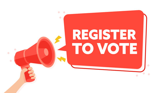 Election Campaign Vector Illustration Encouraging Voter Registration with Megaphone