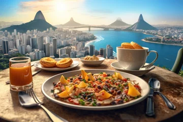 Decke mit Muster Copacabana, Rio de Janeiro, Brasilien Rio de Janeiro Breakfast