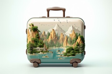 isolated travel suitcase white. Generative AI