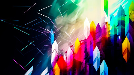 Colorful abstract background with lot of lines and stars in the sky