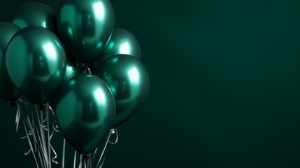 oster with Shiny Green Balloons on color Background with Square Frame.