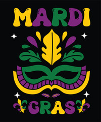 Happy Mardi Gras shirt print template, Carnival festival nola fat Tuesday new Orleans shirt design