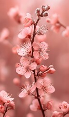 Obraz premium Abstract minimalist peach fuzz pantone color decor inspiration. Charming style, pink elements. Boho yet modern. Great as poster design, frame decoration, web design. Soft shapes, lines and colors.