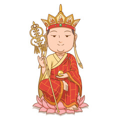 Cartoon character of Ksitigarbha, The bodhisattva of the earth.