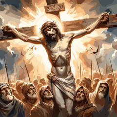 Fototapeta premium The resurrection of Jesus painting