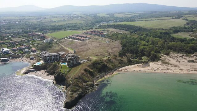 Aerial view of Black sea coast near Coral beach, Burgas Region, Bulgaria 