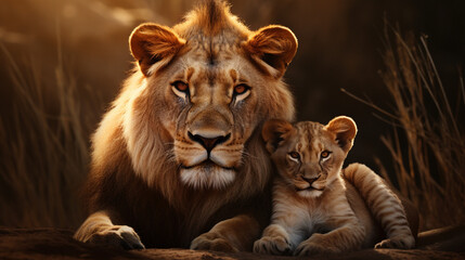 lion and lioness portrait