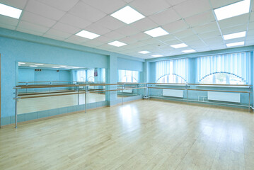 A room with mirrors for ballet dance classes