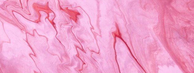 Abstract fluid art background pink and purple colors. Liquid marble. Acrylic painting with lilac gradient and splash.