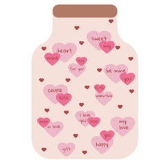 Jar with valentine's day cards