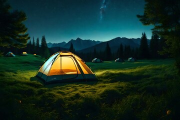 camping in the night