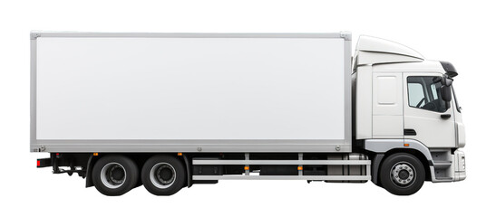 White truck isolated on transparent background. PNG file, cut out	