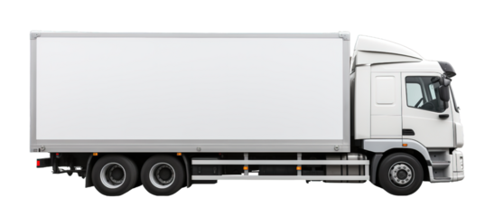 White truck isolated on transparent background. PNG file, cut out	