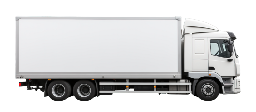 White truck isolated on transparent background. PNG file, cut out	