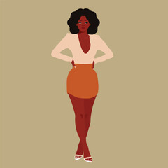 Afro black woman in elegant art style vector