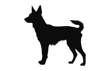 Portuguese Podengo Dog black Silhouette vector isolated on a white background