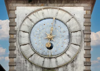 Fotobehang Close-up of the astronomical clock of the Civic Tower of Porta Vecchia in Este, Italy, dating back to the 17th Century © Mauro Carli