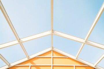 geometric pattern of greenhouse structure with clear sky