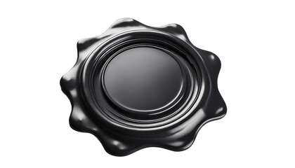 Black wax seal isolated on transparent background.