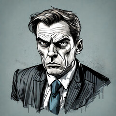illustration of an angry business man in a suit