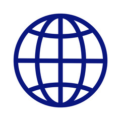  blue earth globe icon on white background