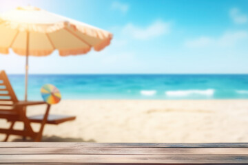 Obraz premium summer ocean beach sand travel vacation background, flat lay, copy space, space for text, gentle minimalistic