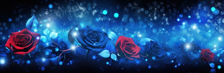 blue rose with blur effect - obrazy, fototapety, plakaty