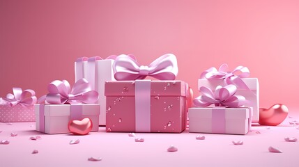 a pink gift with a pink ribbon on a pink background