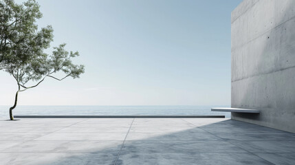 Empty concrete floor and gray wall. 