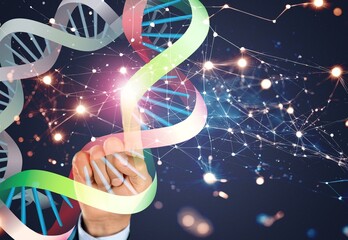 DNA helix Virtual chromosome and human hand