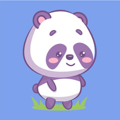 Cute kawaii baby panda vector illustration