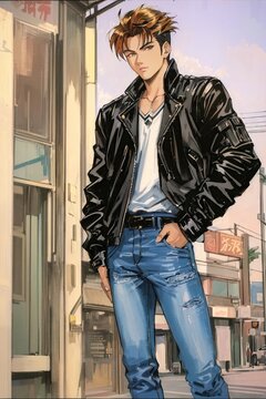 AI-Generated Anime Handsome Boy Portrait - 1990s Inspired