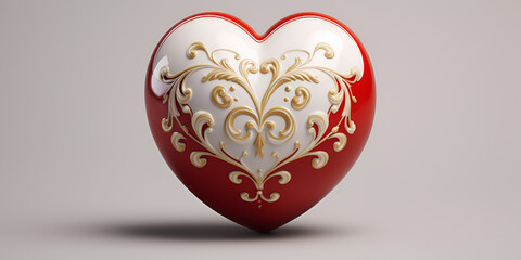 golden heart with red heart, Golden Red Heart Valentine Day With Transparent Background, 