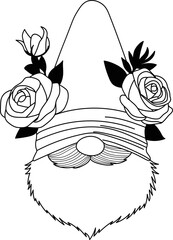 Cute Valentine Gnome Outline