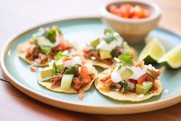 chalupas with avocado slices and sour cream