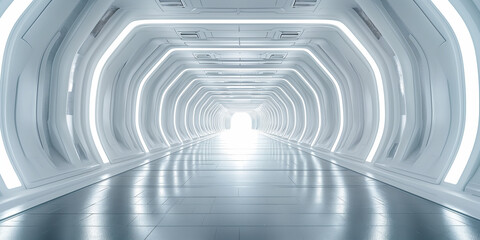 Spaceship corridor. Futuristic tunnel with light. Of Empty Sci Fi Futuristic Room