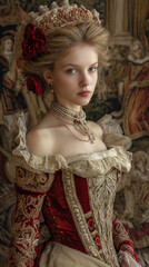 Victorian era. Vintage portrait of a beautiful aristocratic fashion woman