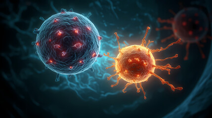 Obraz premium Human cell or embryonic stem cell medicine, human cell biology DNA molecular structure