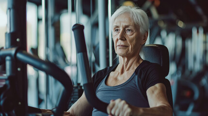 Senior ladies working out with positive attitude - 715441207