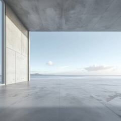 Empty concrete floor and gray wall. 