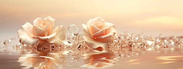 pink roses on the water