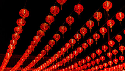 Red Lantern decoration for Chinese new year festive festival china traditional culture in night...