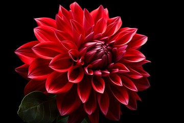 Exotic red dahlia flower isolated on black background 