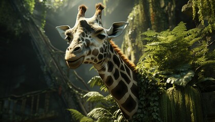 A giraffe eating leaves from tall trees - Powered by Adobe