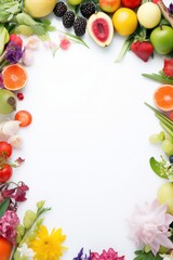 Freshness Fusion Frame: A collage of fresh produce and blossoms, epitomizing the essence of spring for promotional allure.