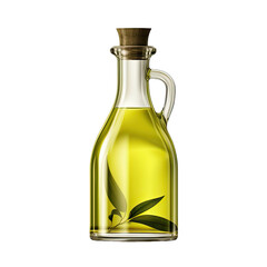 Olive oil glass bottle isolated on transparent background